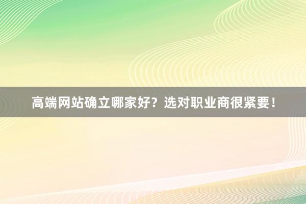 高端网站确立哪家好?选对职业商很紧要!